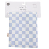 Dual-Compartment Wet/Dry Bag with Mesh Pocket (Blue Checker)