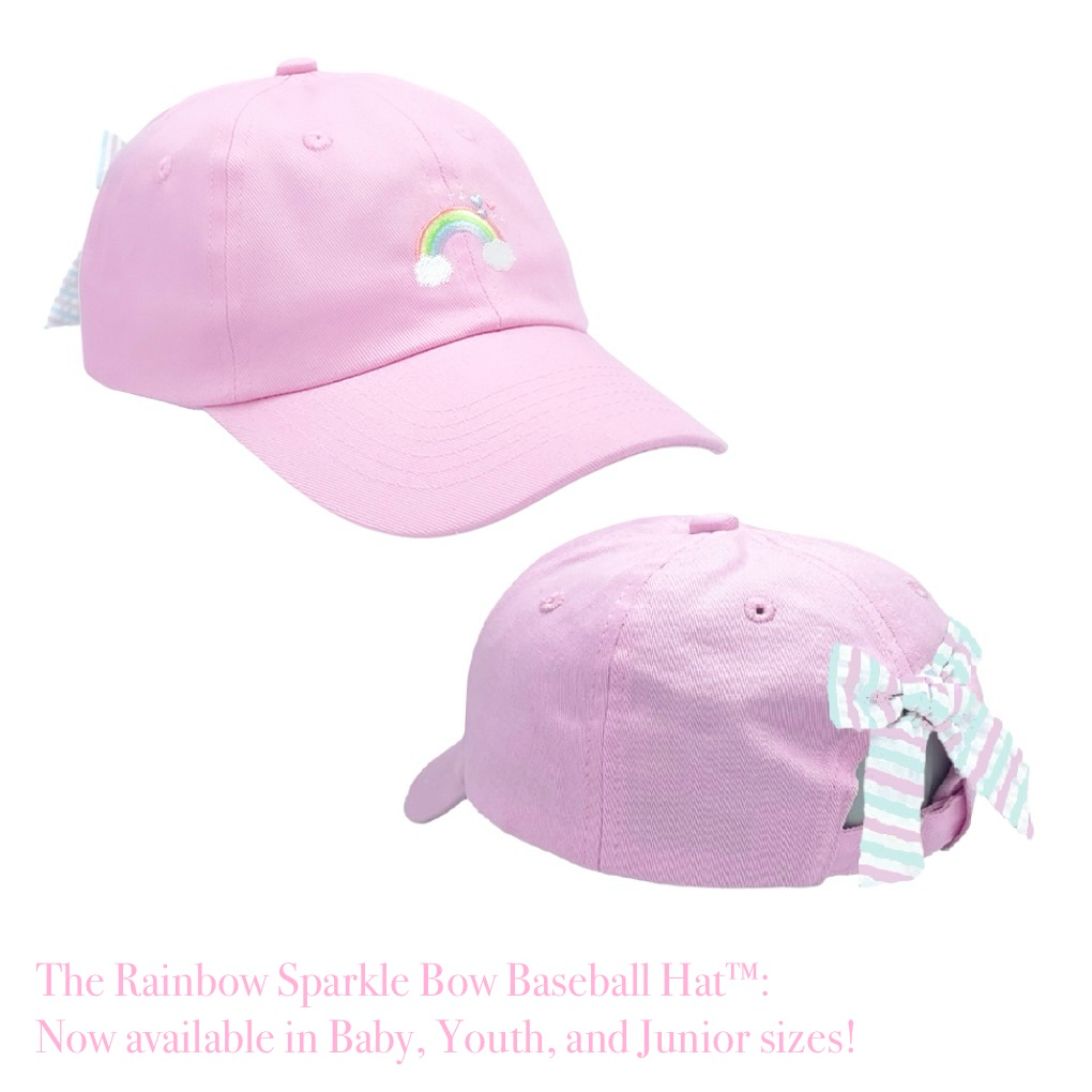 Rainbow Sparkle Bow Baseball Hat (Baby, Youth, Junior)