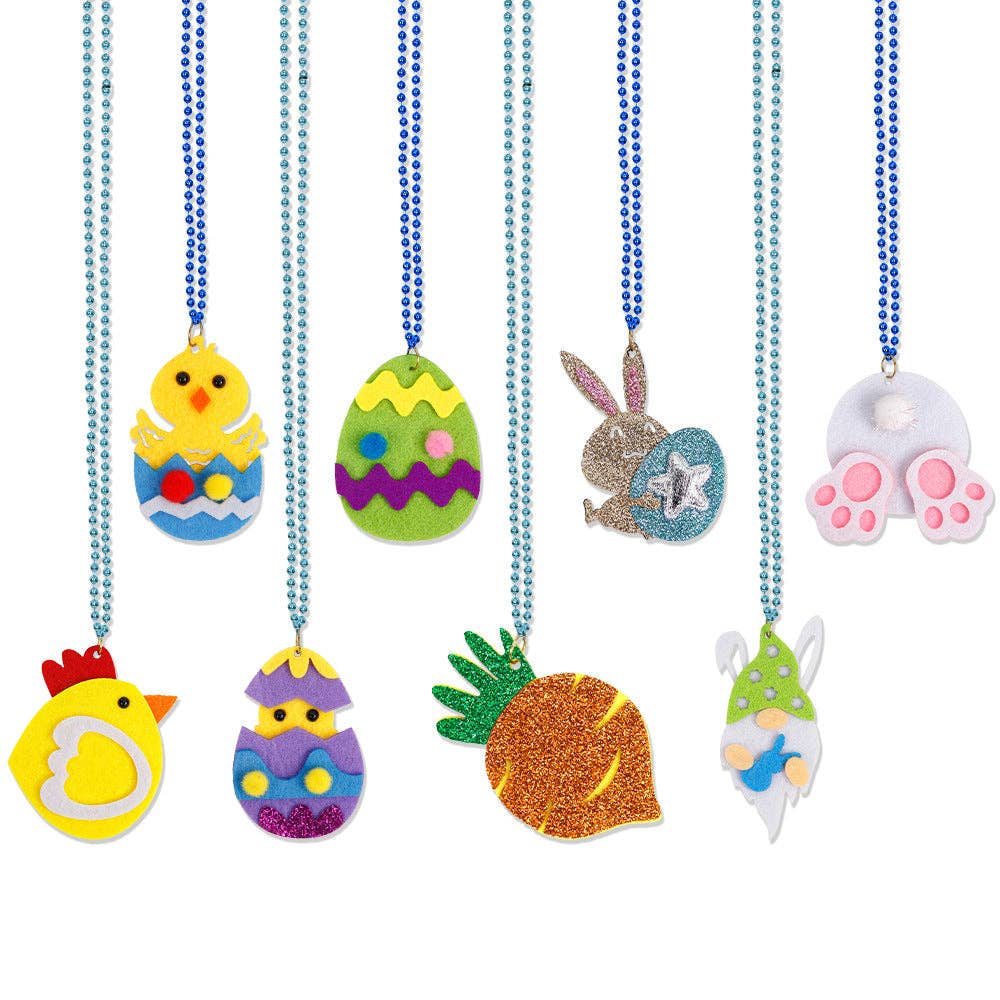 Children's Easter Bunny Necklace Colorful Egg Chain for Family Gatherings