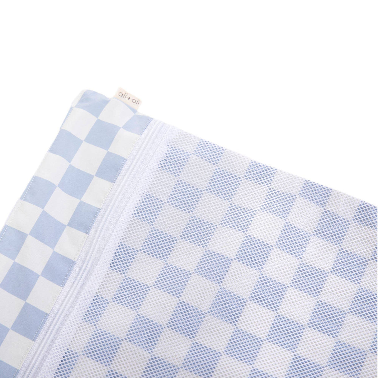 Dual-Compartment Wet/Dry Bag with Mesh Pocket (Blue Checker)