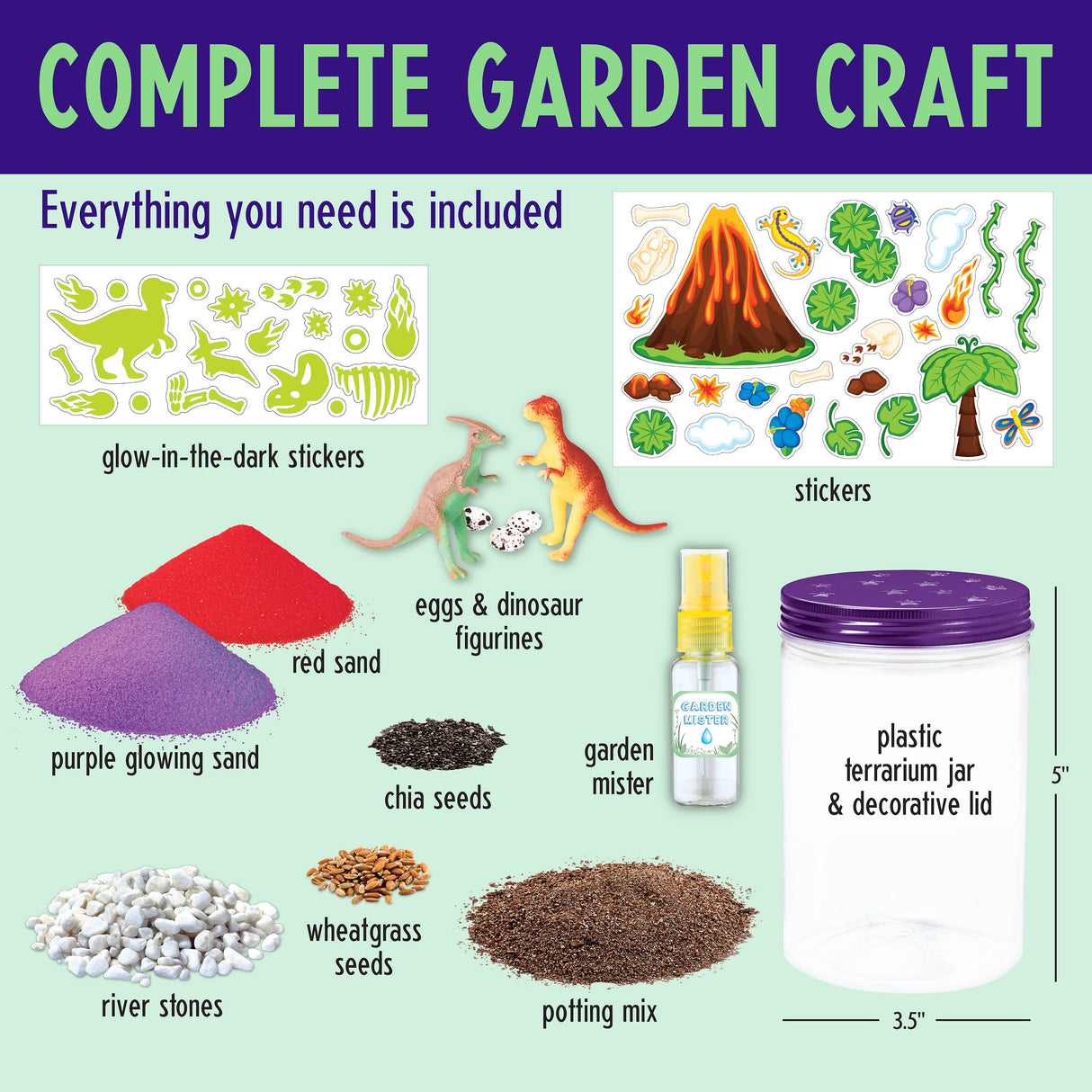 Grow N' Glow Dinosaur Terrarium DIY Craft Kit for Kids