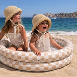 Ali+Oli Two-Ring Inflatable Kiddie Pool (Tan Checkers)