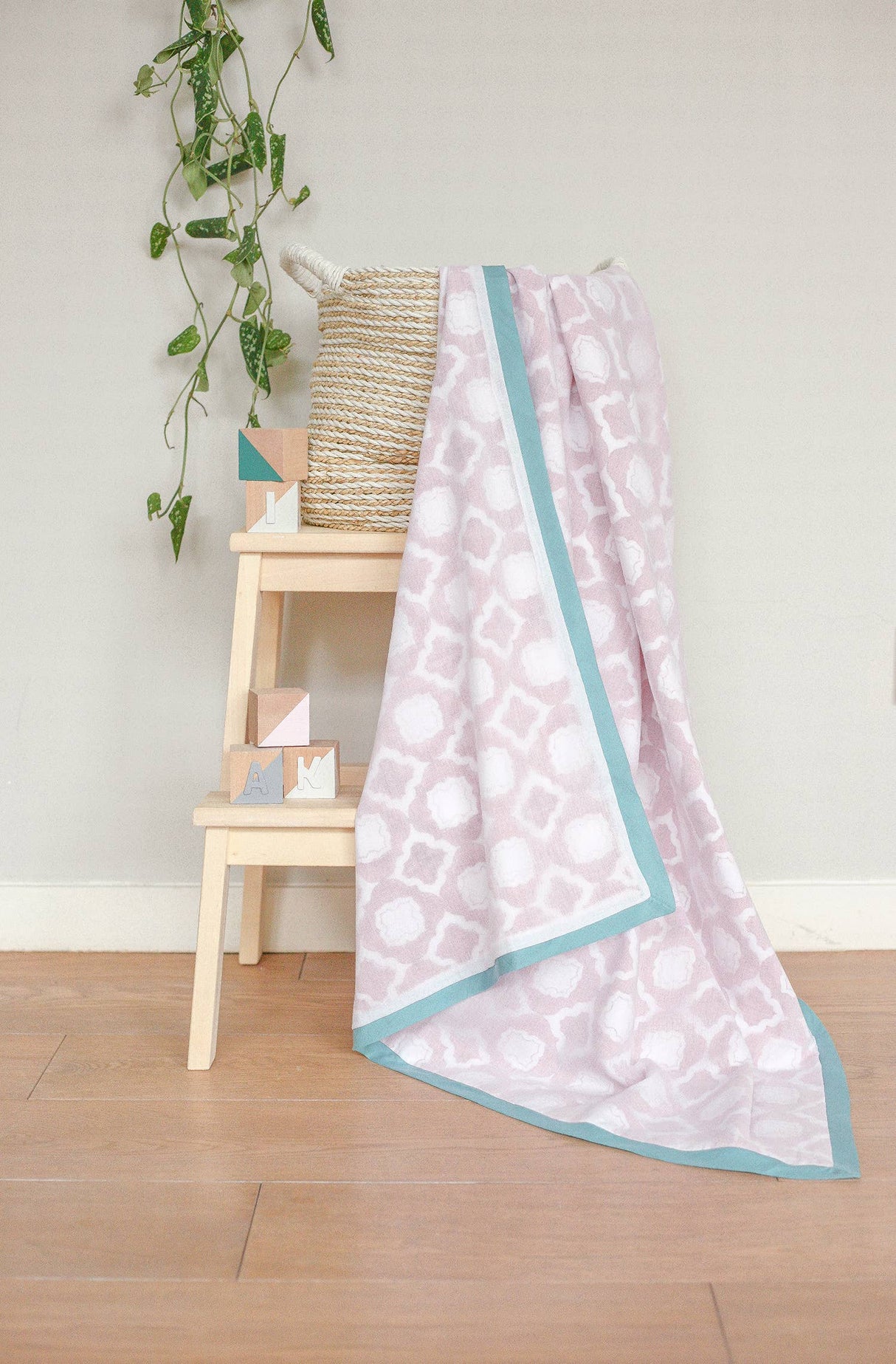 Receiving/Stroller Blanket: Handmade, Block-Printed Cotton
