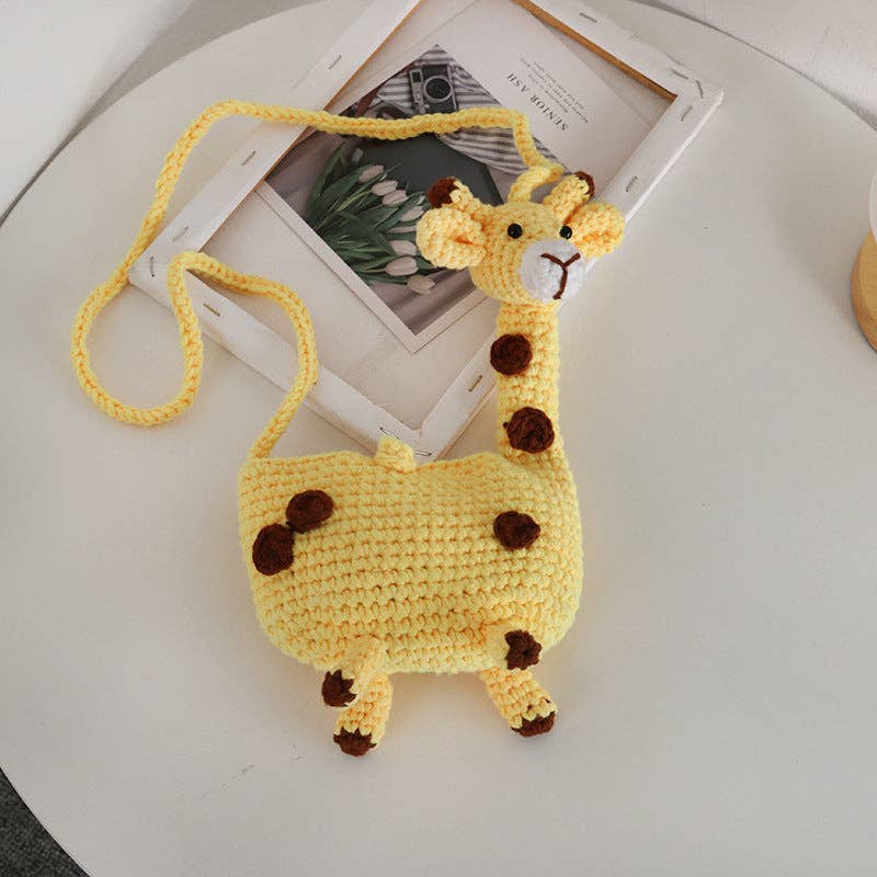 Giraffe Pattern Hand-Woven Kids' Crossbody Bag