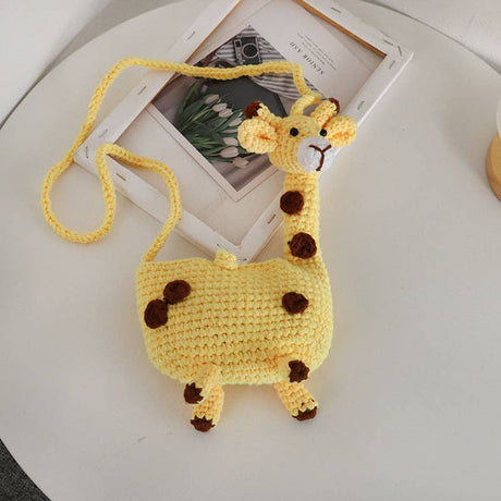 Giraffe Pattern Hand-Woven Kids' Crossbody Bag