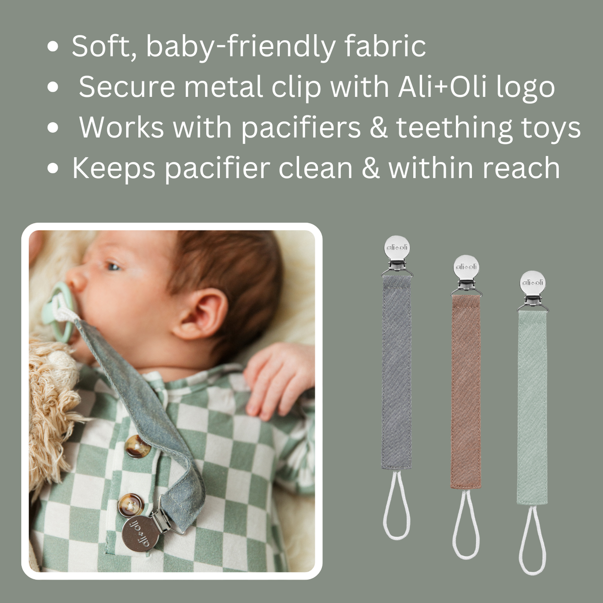 Pacifier Clips (set of 3)