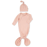 Bamboo Knotted Baby Gown/Beanie | Ivory, Rose, Taupe & Sage