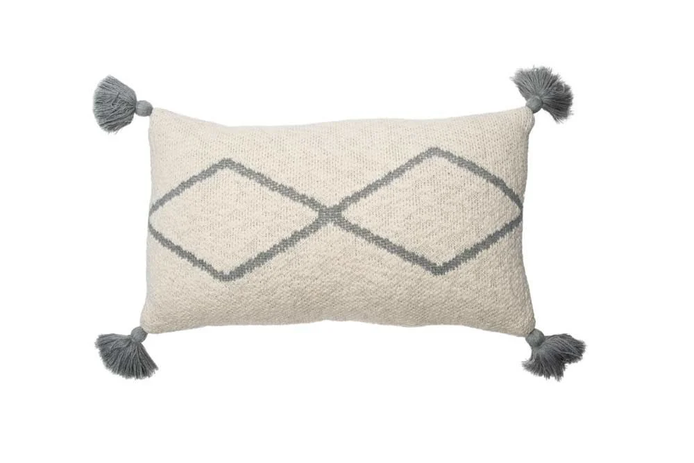 Knitted Cushion Little Oasis Nat - Grey