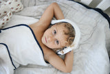 LUXE Baby/Toddler Towel: Detailed Pom Pom Trim,Bamboo Cotton