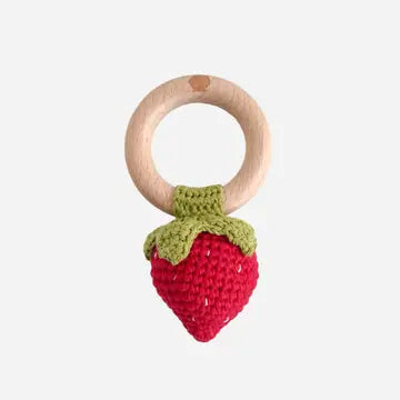 Cotton Crochet Rattle Teether Strawberry Baby Toy