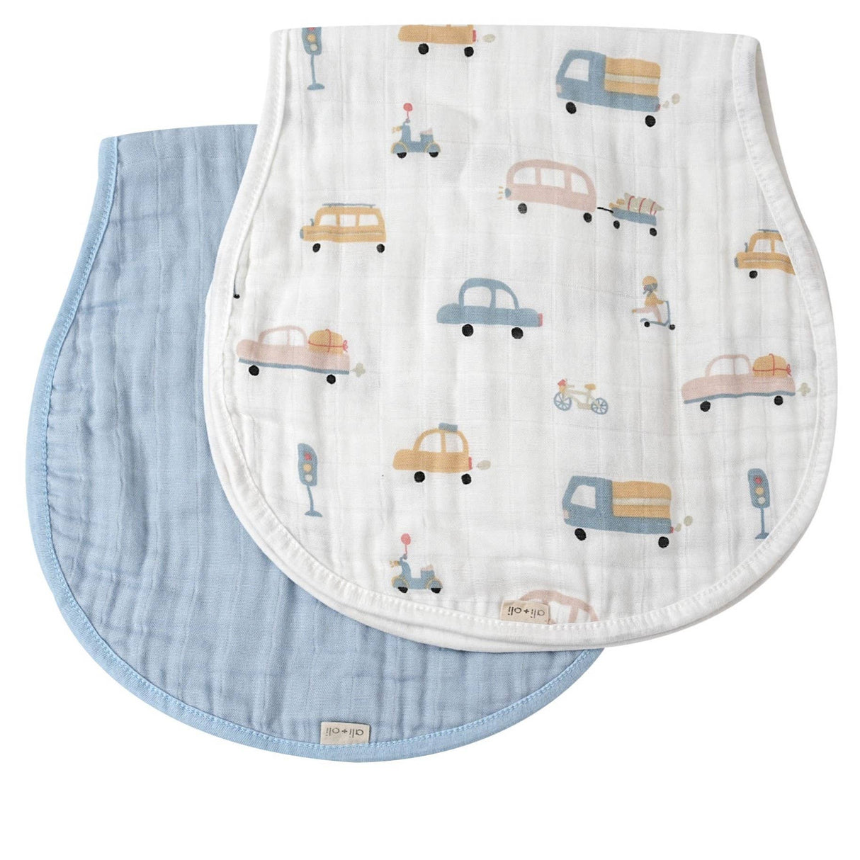 Bamboo Muslin Burp Cloth Set 2-Pack (Autos/Blue)