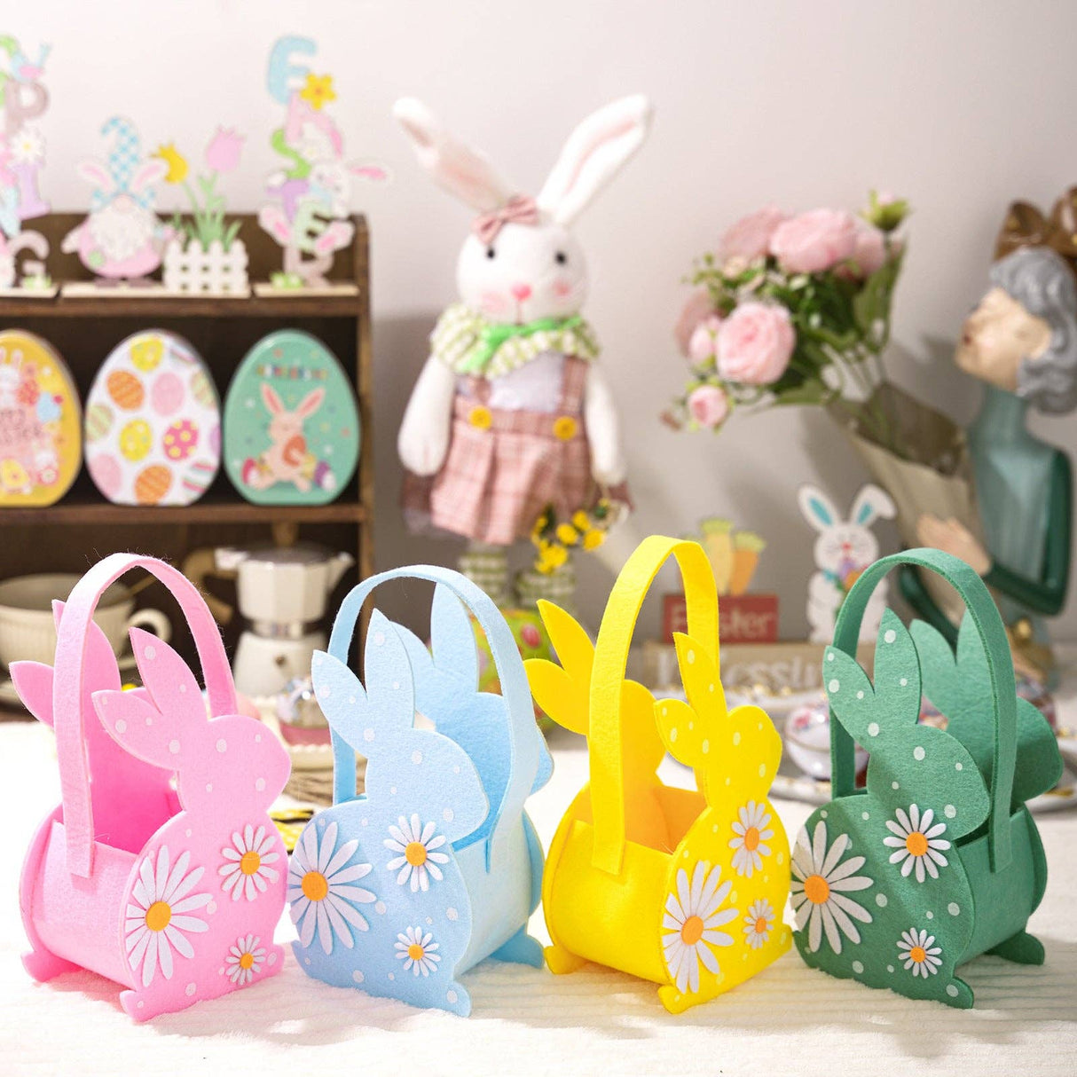 Easter Bunny 3D Felt Basket Cute Rabbit Tote Bag