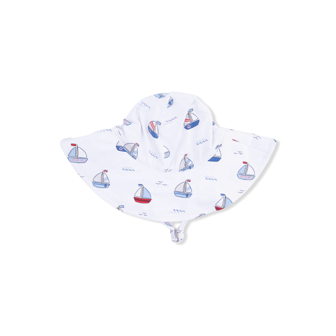 Bubbly Sailboats Blue - Wide Brim Sun Hat