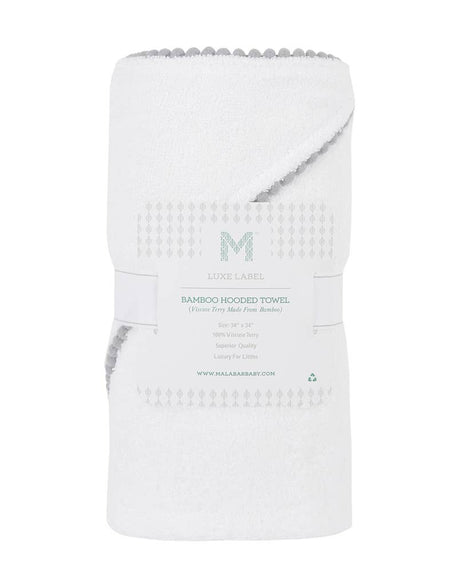 LUXE Baby/Toddler Towel: Detailed Pom Pom Trim,Bamboo Cotton
