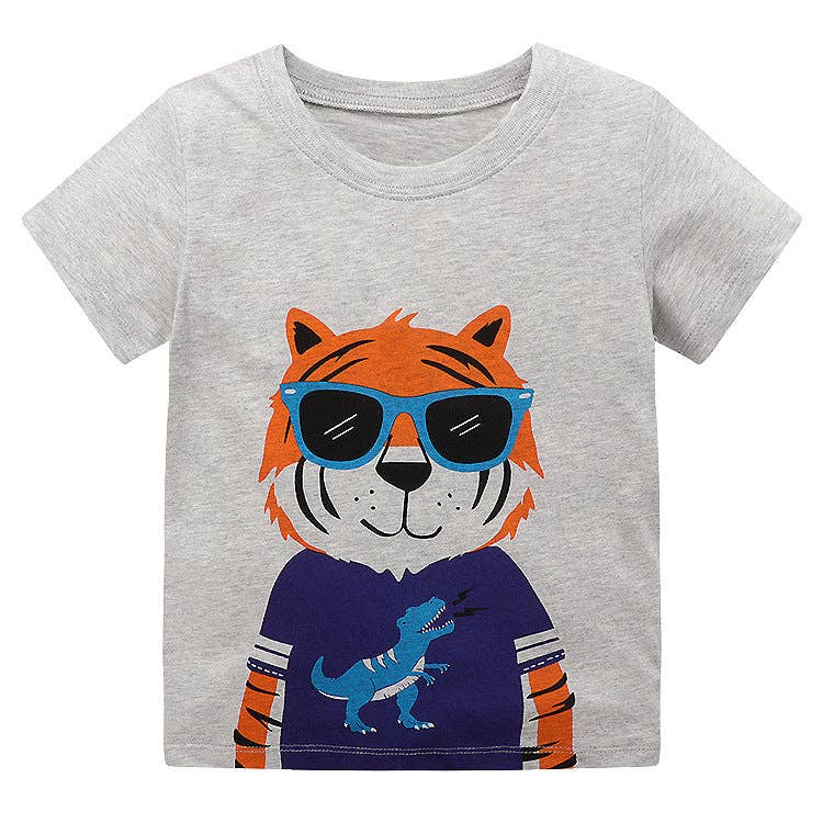 Little Bitty Boys' Summer T-Shirt Animal Cartoon Moisture-Wicking Casual Style