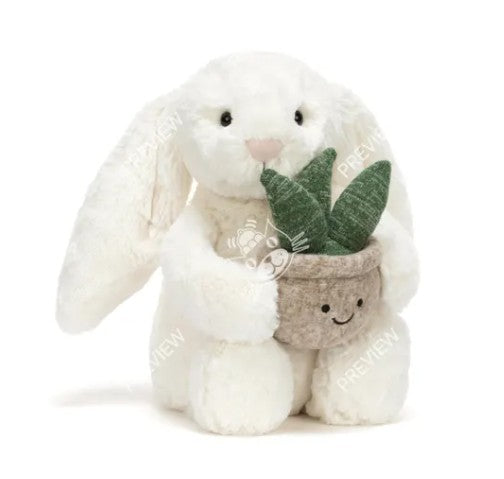 Cream Bunny With Plant