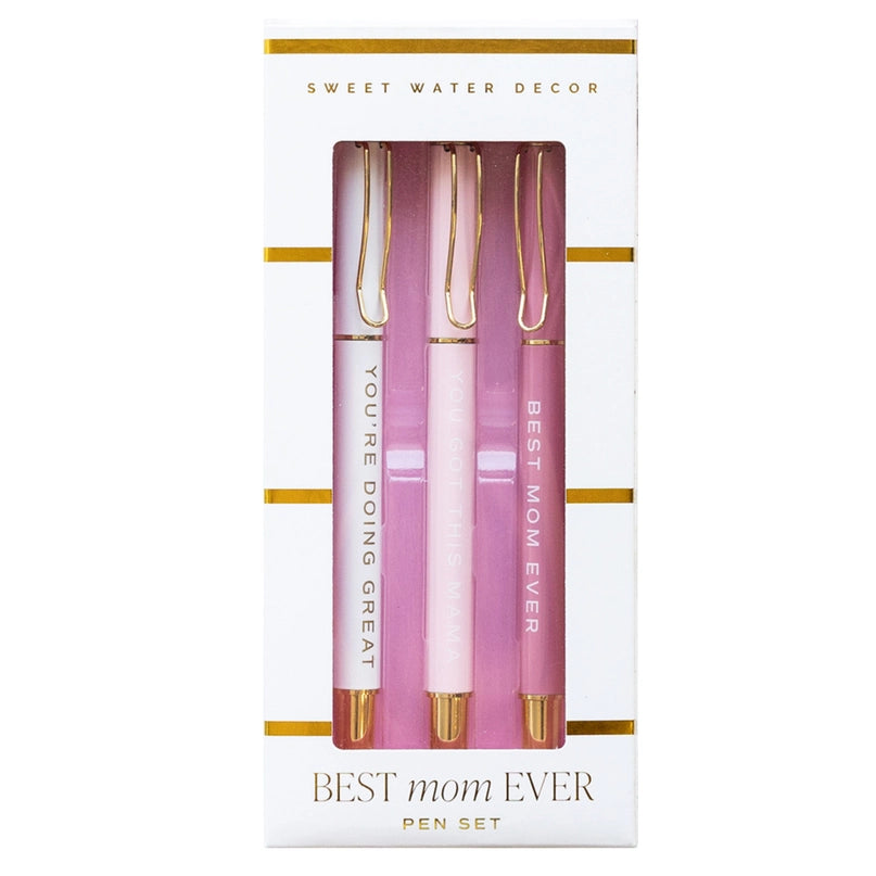  Elegant metal pen set engraved with "Best Mom Ever," perfect Mother's Day gift