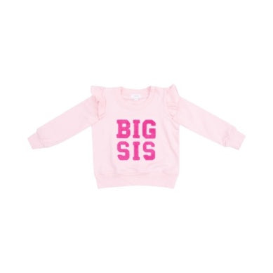 Big Sister ruffle sweatshirt for girls – soft and stylish sibling top with sweet frill details, ideal for matching outfits or gifts.