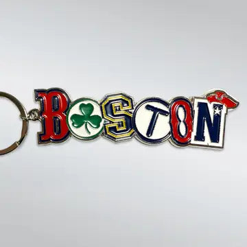 Boston keychain featuring letter icons, a fun and compact souvenir