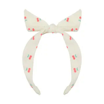 Cherry-patterned tie headband, soft and stylish for little ones