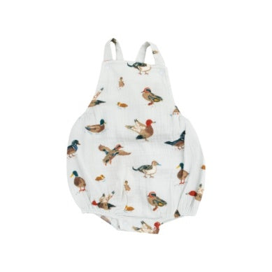  Baby sunsuit with cute duck print, perfect for sunny outdoor days