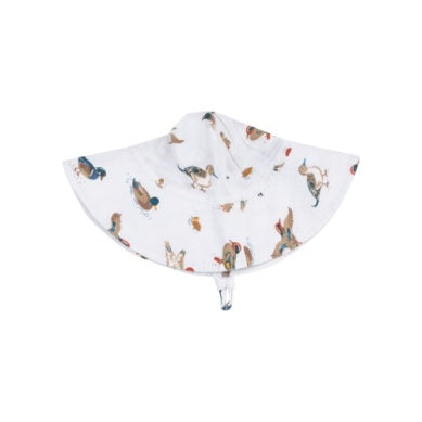 Wide brim sunhat featuring cute duck patterns, perfect for summer outdoor sun protection