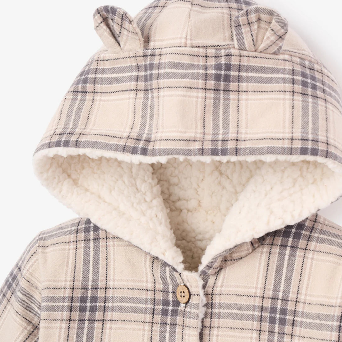 Neutral Plaid Sherpa Lined Reversible  Jacket