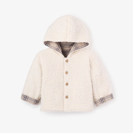 Neutral Plaid Sherpa Lined Reversible  Jacket