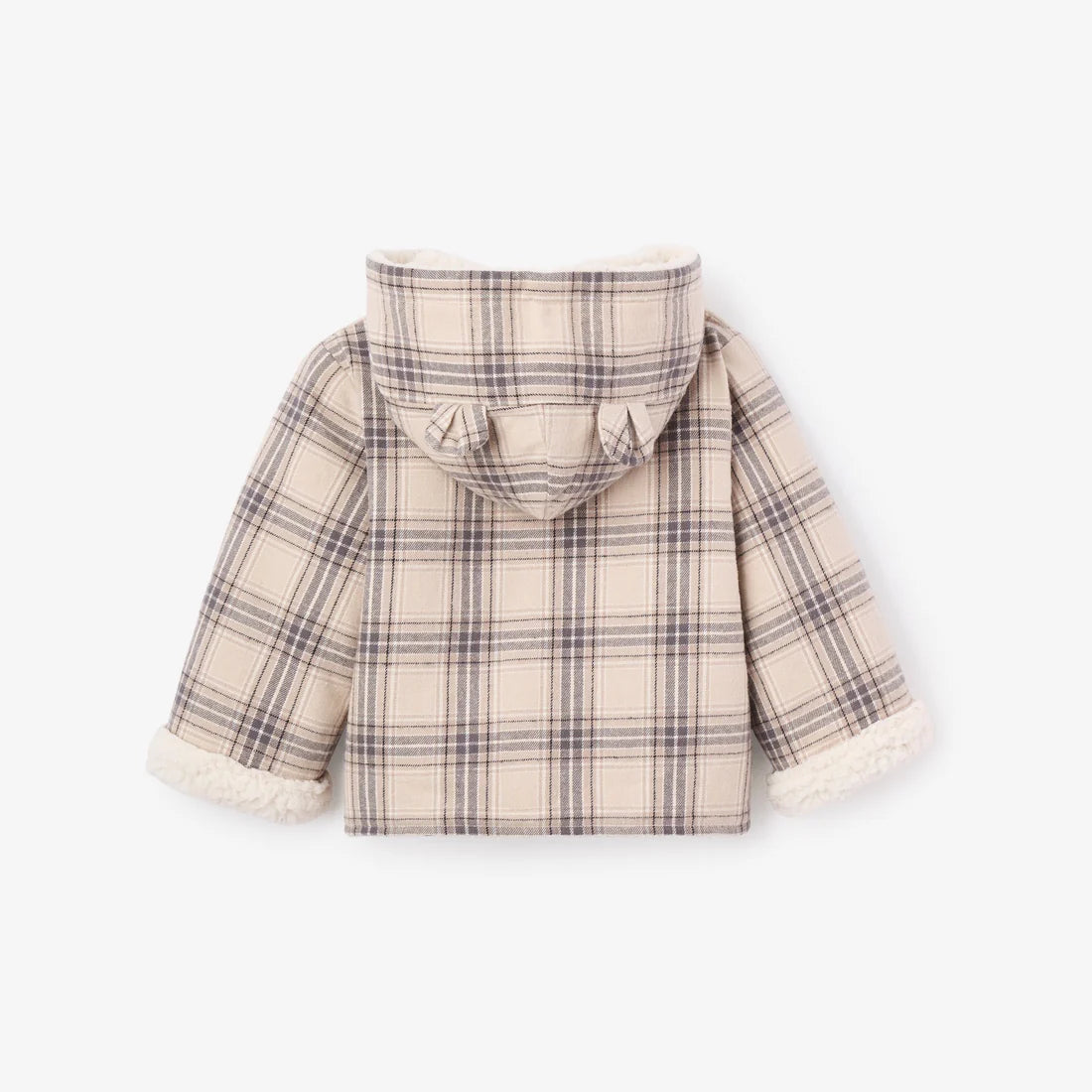 Neutral Plaid Sherpa Lined Reversible  Jacket