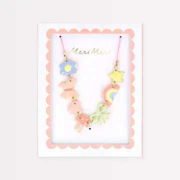 Enamel charm necklace with delicate design
