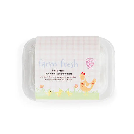 Fun farm-themed eraser set, great for school or creative use

