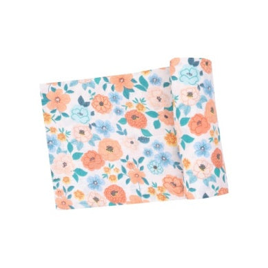 Baby swaddle blanket with charming flower cart print, soft and breathable for cozy newborn swaddling