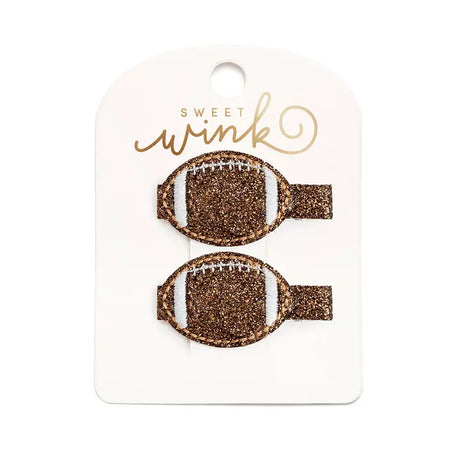  Kids’ hair clip set with football glitter design, perfect for game day
