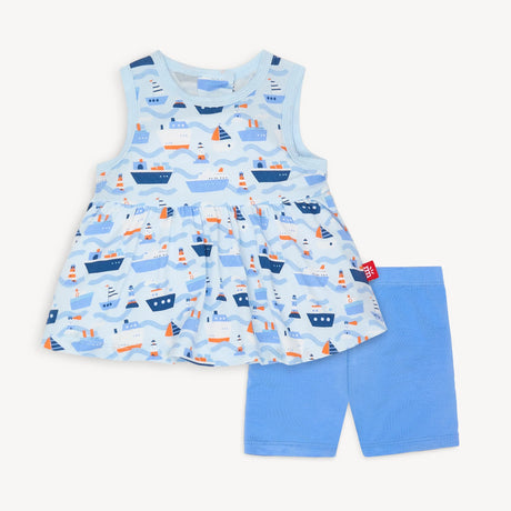 Forever and All-Waves modal magnetic sleeveless top and bike short set, soft and easy-dress for active little ones