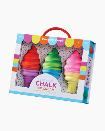 Adorable ice cream-shaped sidewalk chalk in 12 pastel colors. Non-toxic, washable, and safe for kids ages 3+ to draw outdoors.