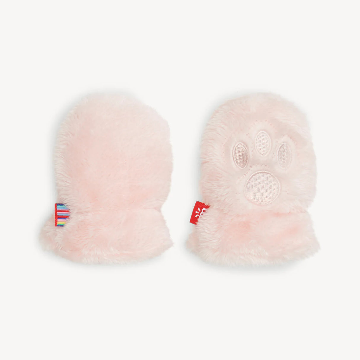 PINK BLOSSOM MINKY BEAR MITTENS