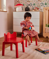 Moss chairs with natural wood finish, sturdy and comfortable seating for kids