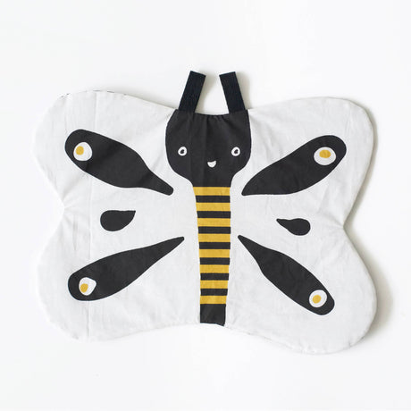 Organic baby crinkle toy shaped like a butterfly, made from natural materials