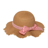 Straw sun hat for kids with scalloped brim – fits ages 3 to 6