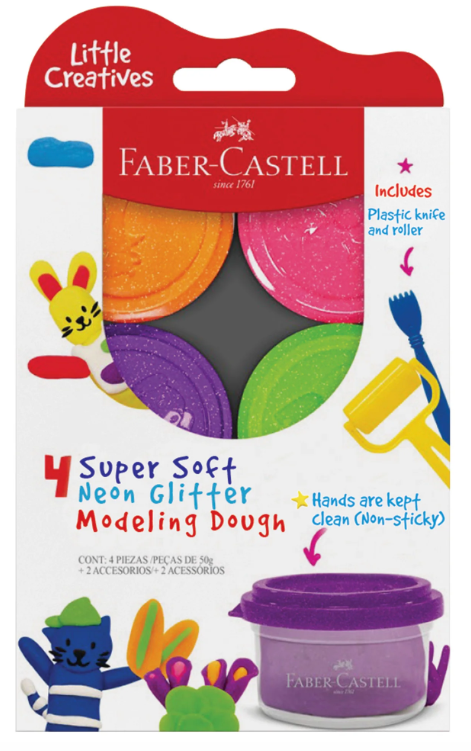 Little Creatives SuperSoft Modeling Dough 4 Ct Neon Glitter