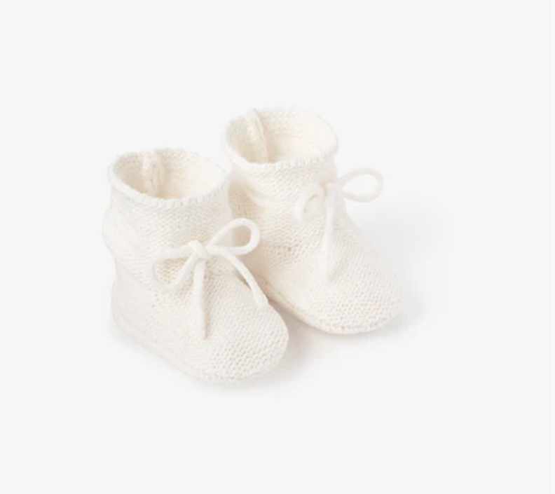 White Garter Knit Baby Booties