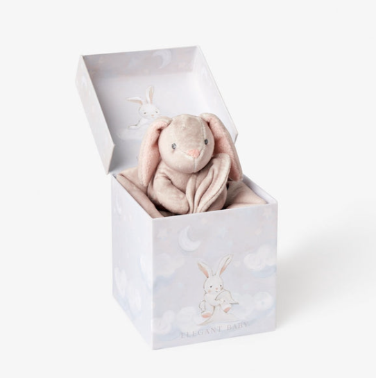 Taupe Lovie Bunny Security Blankie w/ Gift Box