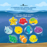 6 pack Sea Animal Bath Bombs for Kids with Toy Surprises