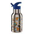 Kids’ stainless steel water bottle with construction vehicle print