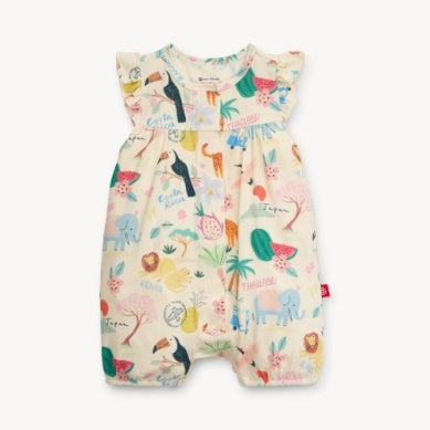 Wanderlust Wildlife modal romper, soft and breathable outfit for babies