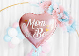 Mom to Be Heart Foil Balloon - Pink  or Blue with Gold Metallic Print | 14 Inches