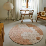 Washable rug Round Honeycomb Rose