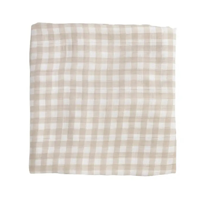 Gingham Bamboo Muslin Swaddle Blanket