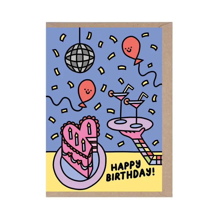 Happy Birthday Cake - Birthday Card - Fun - Disco