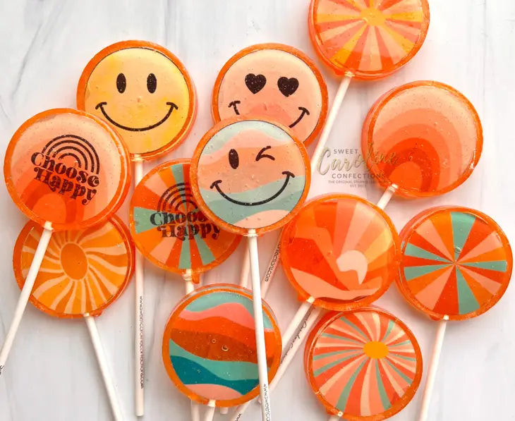 Choose Happy Lollipops, Peach Flavor, 10/Case - Vegan